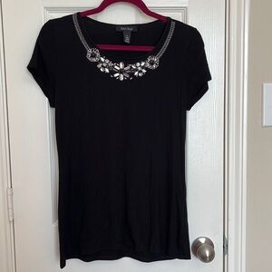 White House Black Market Jeweled Collar Tee